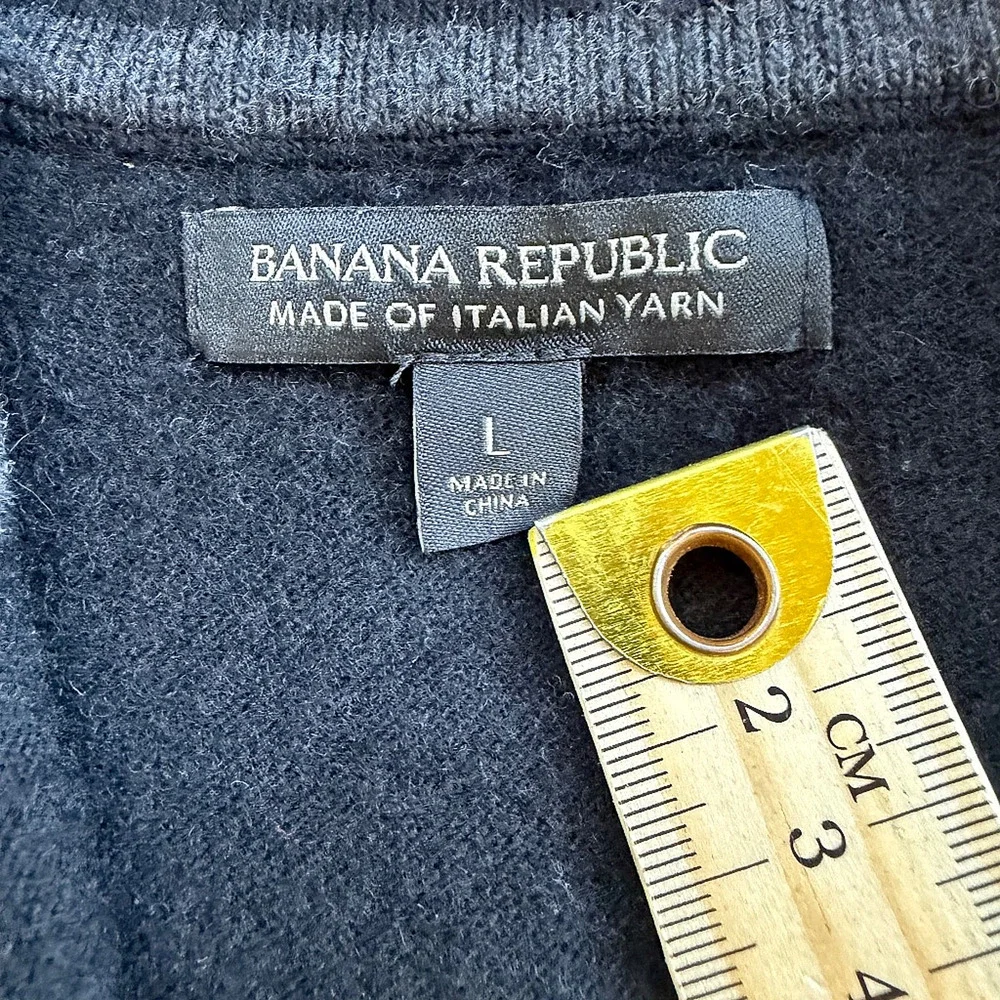 Banana Republic Men's Large Black Knit Pullover Sweater Italian Yarn